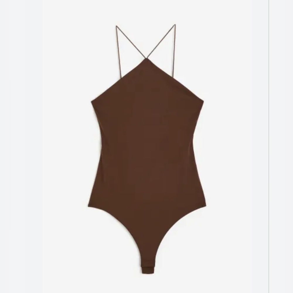 NWT H&M Dark Brown Jersey Thong Bodysuit | Size Medium